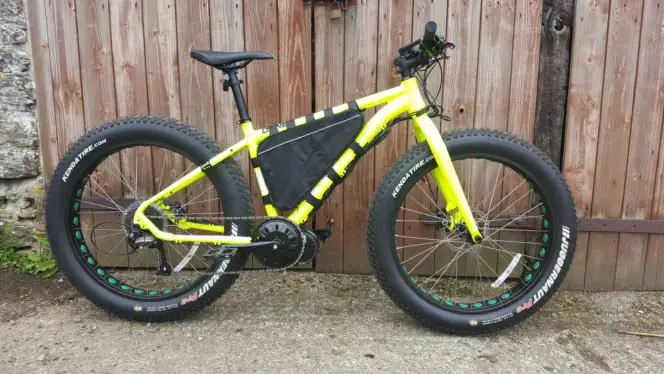 a fat bike fitted with a bafang bbshd electric motor and 52v battery