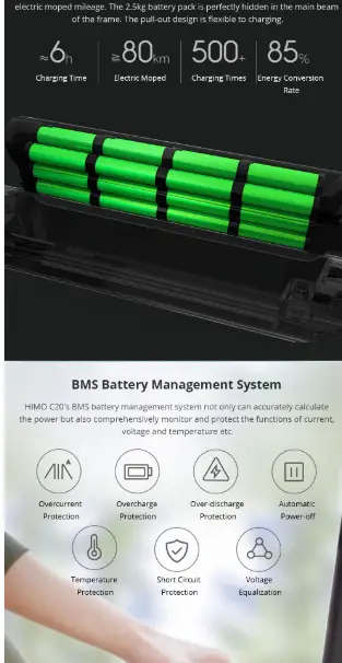 La batería Xiaomi Himo C20 36v 10ah