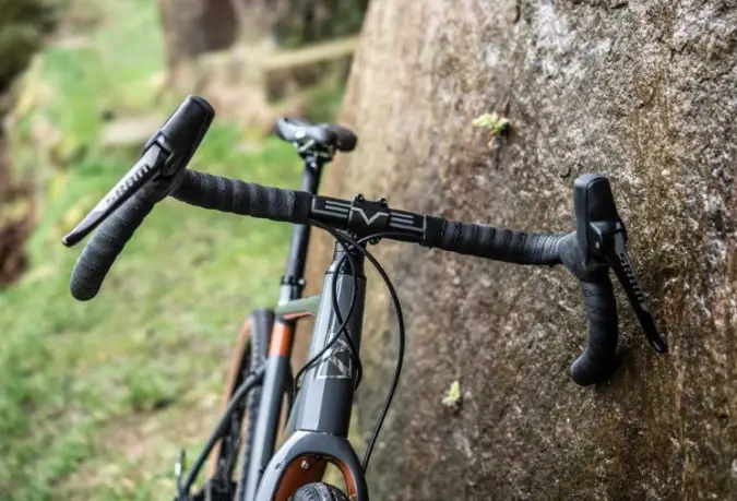 flared handlebars of a gravel bike