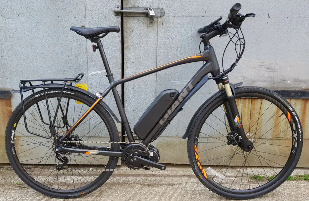 giant roam fitted with a bafang mid drive electric conversion